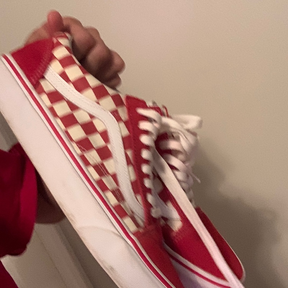 Checkered red and white size 8 vans